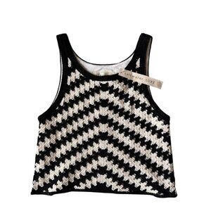 NWT Saltwater Luxe Crochet Tank Top Sleeveless Small Black White Cute Spring